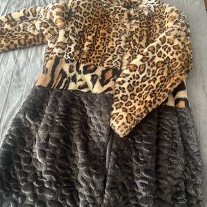 Ashro Leopard Print Faux Fur Jacket